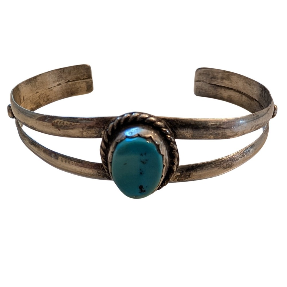 VTG Turquoise Silver Sterling Masha USA Cuff Bracelet Small Womens New Mexico